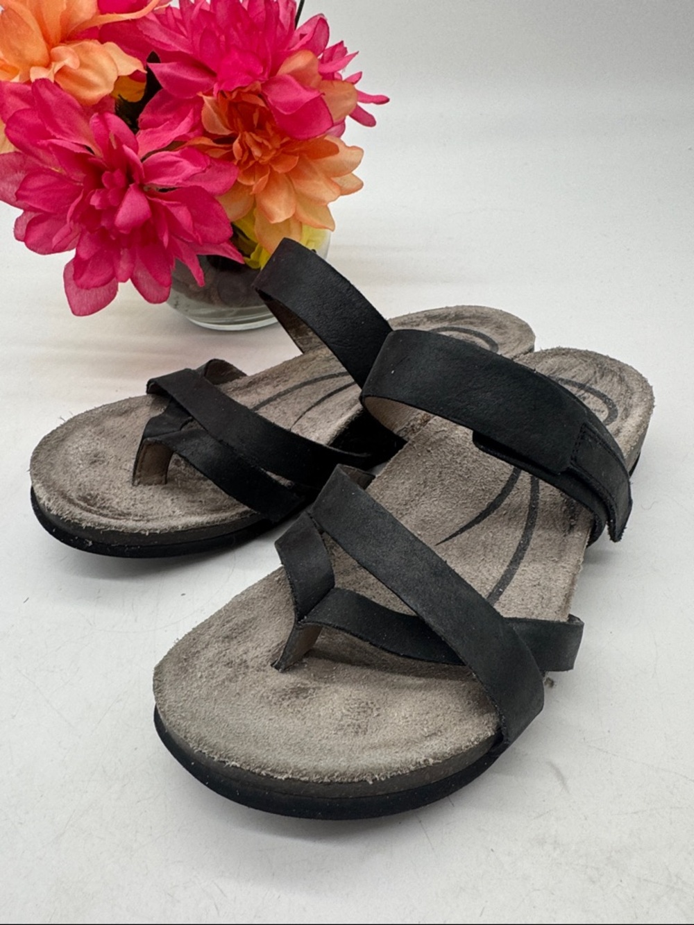 Abeo Black Cross-Strap Women's Comfort Sandals Size 6 BSN9890